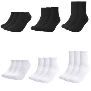 Chaussettes de sport en coton KTS175 OEM personnalisées avec logo, pour hommes et femmes, avec semelle épaisse en tissu éponge blanc et <span class=keywords><strong>noir</strong></span>, pour la course à pied, le basketball, le cyclisme - Product Image 1