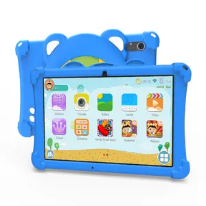저렴한 태블릿 PC 10 인치 4GB + 64GB 어린이 태블릿 실리콘 케이스가있는 교육용 견고한 어린이 태블릿