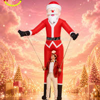 Costume de poupée gonflable géante de Père Noël, contrôlé par une tige, pour défilé de Noël