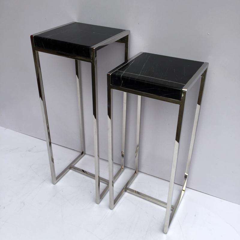 Décoration De la maison En Métal Base Marbre Coin Café Décor Table Argent Doré Canapé Table D'appoint