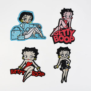 Parche de Tela de Poliéster Bordado con Diseño de Dibujos Animados de Miss <span class=keywords><strong>Betty</strong></span>, Adhesivo, Diseño Bonito, para Ropa y Sombreros, Personalizable - Product Image 3
