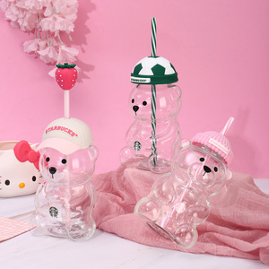 Gobelet en verre Starbucks Bear 500 ml grande capacité avec paille pour fêtes et cadeaux - Product Image 4