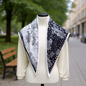 Pañuelo triangular floral Zi de 60x135 cm, poliéster y algodón, multiusos, para mujeres y hombres - Product Image 3