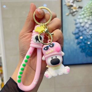 Cute 3D PVC Cartoon Dog Keychain Customizable Fashion <b>Bag</b> Charm Student Schoolbag Durable Waterproof Lightweight Car <b>Key</b> <b>Ring</b> - Product Image 5