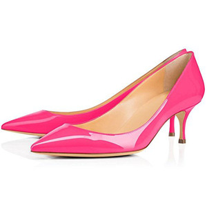 Zapatos de Tacón Alto para Mujer, con Parte Superior de Cuero Patentado, Punta en Pico, Estilo Slip-on, Color Azul - Product Image 2