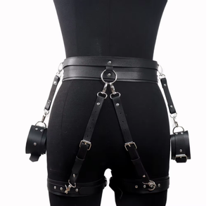 Femmes Sexy PU cuir corps sangles harnais jarretière Mature bretelles Lingerie arc menottes poignets pour adulte SM - Product Image 5