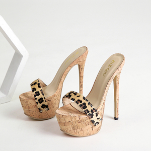 Fashion Women's 2025 European and American Style Simple Leopard Print 16cm High-heeled <b>Sandals</b> - Product Image 4