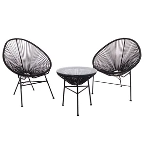 Modern Outdoor Rattan Egg Chair Set Of 3pcs