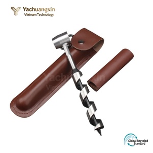 Stainless Steel Hand Drill With <b>Leather</b> Carry Case For Camping Outdoor Use - Product Image 2