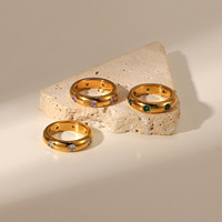 Bagues Vintage en acier inoxydable plaqué or, cercle fermé, personnalisé, Mini incrustation de Zircon colorée et brillante
