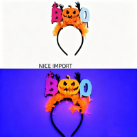   Serre-tête lumineux style chauve-souris pour Halloween, bandeau néon à rayures, décoration de fête pour le Festival des Fantômes, serre-tête non tissé