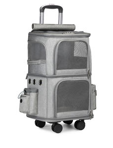 الشركة المصنعة مزدوجة مقصورة ناقلات الحيوانات الأليفة انفصال المحمولة طوي حقيبة الحيوانات الأليفة ل 2 القطط السفر مع عجلات المتداول - Product Image 4
