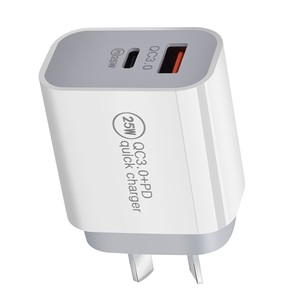 เครื่องชาร์จด่วน 25W QC3.0 PD อะแดปเตอร์ชาร์จเร็วแบบสองพอร์ต สีขาว มาตรฐานออสเตรเลีย - Product Image 2