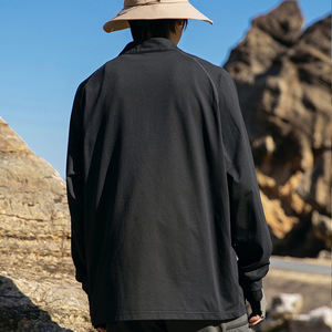 เสื้อโค้ทบางเสื้อยืดโจ๊กเกอร์คอตั้งสบายระบายอากาศไหมแข็งสำหรับกีฬากลางแจ้งในชีวิตประจำวันแฟชั่นยอดนิยมดีไซน์เท่ - Product Image 3