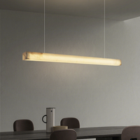 Lustre design pour table à manger, restaurant, cuisine, bar, décoration minimaliste, luminaire suspendu en marbre, lustre linéaire en albâtre