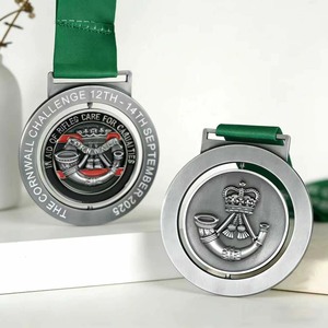 Medallas Metálicas Giratorias Personalizadas Plateadas con Impresión UV, Diseño Hueco en Relieve 3D para Eventos Deportivos, Retos, Recuerdos Benéficos - Product Image 6