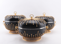 Plat à chafing dish élégant doré effet miroir 3.5L 4.5L 5.5L, design moderne en forme de cage à oiseaux, service de buffet haut de gamme minimaliste, trio de présentoirs, cadeau design