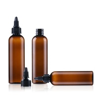 Flacon compte-gouttes ambré en PET anti-fuite avec bouchon supérieur pour huile capillaire cosmétique, 12oz 20ml 40ml 60ml 80ml 120ml