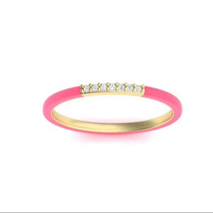 แหวนทอง 14K ประดับเพชรเคลือบสีชมพู ดีไซน์เรียบหรู สำหรับผู้หญิง สวมใส่ได้ทุกวัน สวยงามทันสมัย - Product Image 1