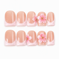 Faux Ongles Carrés Français Noirs Nude de Haute Qualité avec Strass, 10 Pièces, Nouveauté Automne, Fournisseur