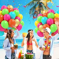 60 ballons en latex de 12 pouces rose vif, vert lime, turquoise, orange, jaune doré pour décorations de fête d'anniversaire sur le thème tropical hawaïen