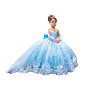 Robe <span class=keywords><strong>de</strong></span> fille é<span class=keywords><strong>l</strong></span>égante <span class=keywords><strong>de</strong></span> style européen pour fête d'enfants, train <span class=keywords><strong>de</strong></span> fleurs, mariage, 12 ans, bleu royal, grande fille, avec nœud - Product Image 5