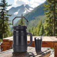 Juego de 2 piezas de Yerba Mate aislado de acero inoxidable de 50Oz y 5oz, juego de jarra de botella de agua al vacío grande con pajita de mango para viajes de Camping