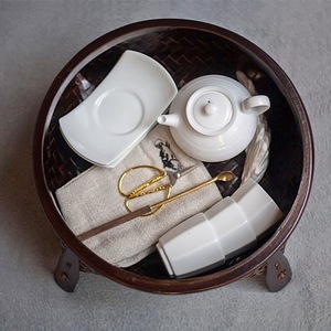 <b>Bamboo</b> Woven Coffee <b>Table</b> With Tea Set Storage Handmade Asian Style Antique Design For Kung Fu Tea Ceremony - Product Image 4