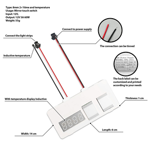   Miroir LED intelligent certifié CE 110V-<span class=keywords><strong>120V</strong></span> avec interrupteur tactile, étanche IP44, variateur d'intensité pour miroir de salle de bain - Product Image 6