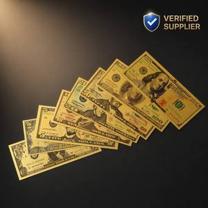 Ensemble de 8 billets de banque commémoratifs en feuille d'or de dollars américains, collection de répliques de devises, monnaie factice originale pour cadeaux et éducation - Product Image 1