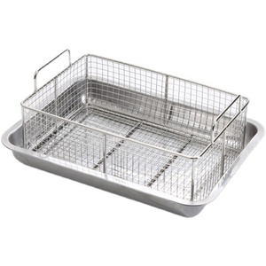 Panier de friteuse professionnel en acier inoxydable pour restaurant, égouttoir pliable anti-corrosion pour égouttement rapide de l'huile, compatible lave-vaisselle - Product Image 1