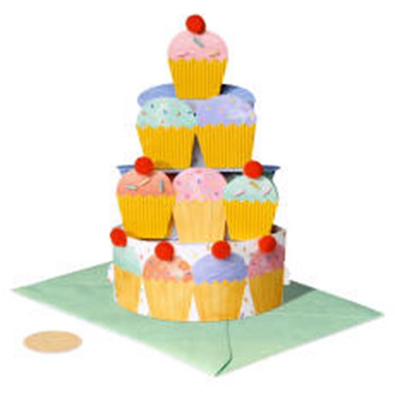 cupcake coloré + enveloppe verte