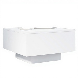 Modern Minimalist Black Coffee <b>Table</b> 21.7x21.7x12.2 Inches <b>Plastic</b> Top with LED Lights Living Room Furniture - Product Image 2
