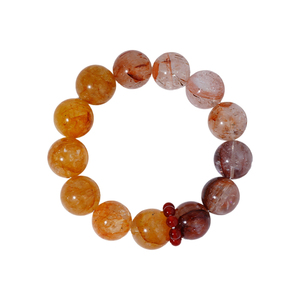 Natural Fire Quartz Beaded <strong>Bracelet</strong> Elastic Stretch <strong>Red</strong> Hematoid Crystal <strong>Bracelet</strong> With <strong>Red</strong> Accent <strong>Beads</strong> For Women - Product Image 6