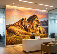 Papier peint mural personnalisé, motif animal africain lion, papier peint vintage pour salon, chambre à coucher, décoration murale intérieure commerciale