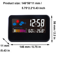 Horloge de bureau numérique électronique moderne à commande vocale LED, station météo, moniteur d'humidité, calendrier, fonction snooze, pour la maison