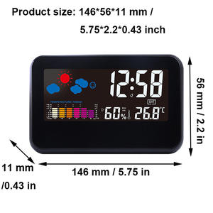 Horloge de bureau numérique électronique moderne à commande vocale LED, station météo, moniteur d'humidité, calendrier, fonction snooze, pour la maison - Product Image 3