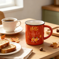 Tasse en céramique peinte à la main Redeco, motif récolte d'automne, vente directe usine, jolies tasses en céramique, décoration de cuisine et de maison pour Thanksgiving et l'automne