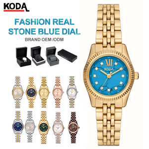 <span class=keywords><strong>Reloj</strong></span> <span class=keywords><strong>de</strong></span> Lujo para <span class=keywords><strong>Mujer</strong></span>, Analógico, <span class=keywords><strong>de</strong></span> Cuarzo, con Puntero Dorado, con Piedras Reales Azules, <span class=keywords><strong>de</strong></span> Acero Inoxidable - Product Image 1