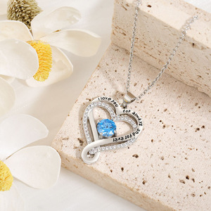 Collana con Ciondolo a Cuore Infinito Placcato Oro Bianco, Incisione 'Ti Amo per Sempre', Zirconi Multicolore, Regalo per Donne - Product Image 3