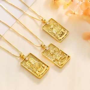 Vintage amuleto estrella sol Luna collar 3D en relieve ópalo chapado en oro <span class=keywords><strong>Real</strong></span> enlace cadena Tarot colgante collar - Product Image 4