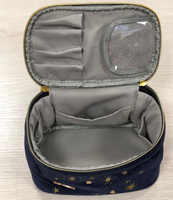 Ginzeal Handy Maquillage Sac Carré Marine Velours Brodé Lune Étoiles Soleil Cosmétique Sac Haute Capacité Maquillage Pochette