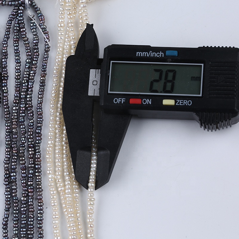 Wholesale 2.5-3mm White Black Freshwater Loose Flat Button Pearls Beads String Strand for Jewelry Making