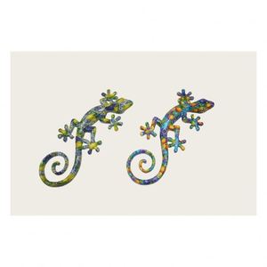 Décoration Murale Créative en Fer Forgé Coloré, Lézard Creux en Résine, Gecko de Jardin, Artisanat Tendance pour la Décoration Murale Intérieure - Product Image 1