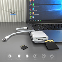 Lecteur de cartes portable double câble double fente Type C Lightning multifonctionnel pour cartes mémoire SD TF pour téléphone, ordinateur, appareil photo