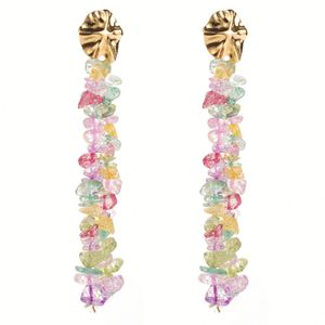 ต่างหูเข็มเงินสเตอร์ลิงสำหรับผู้หญิงประดับลูกปัดสีสันสดใสแฟชั่นแฮนด์เมดสไตล์วันหยุดนางฟ้าพู่ยาว - Product Image 6