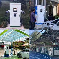 Estación de Carga Rápida para Vehículos Eléctricos CCS2 CHAdeMO GB/T, Inteligente, de Piso, OCPP IP54, con Código QR, Control por Aplicación y Pago