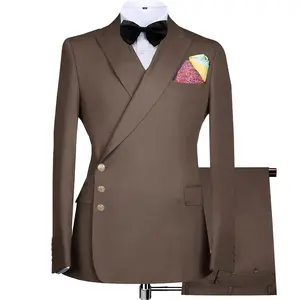 Setelan khusus untuk pria, setelan bisnis 2 potong jaket kantor pria dengan celana panjang, pakaian kerja kerah berlekuk, Tux Formal pernikahan