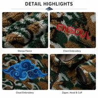 Vestes à capuche zippées en polaire Sherpa camouflage personnalisées pour hommes, avec broderie artistique, style streetwear, manteaux, fabricant de vêtements personnalisés