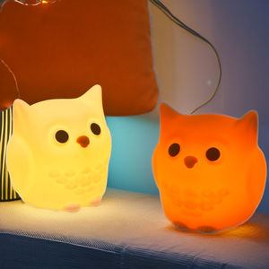 מנורות שולחן מגע צבעוניות מקסימות דקורטיביות מסיליקון, מנורת לילה נטענת בהתאמה אישית, ינשוף סיליקון רך, מנורת לילה מסיליקון בצורת חיה - Product Image 6
